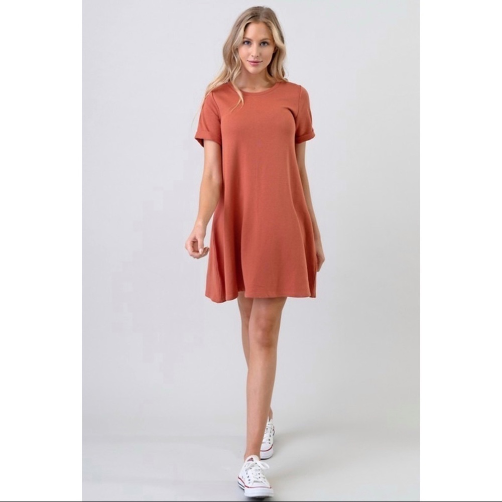BOGO French Terry Knit Shirt Dress